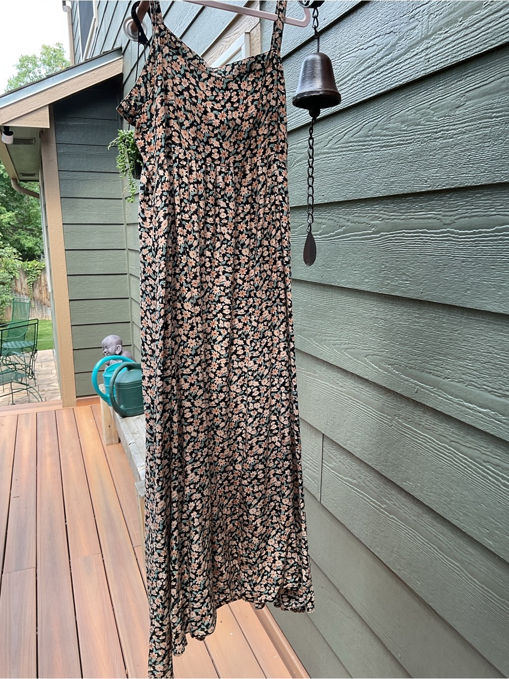 NATURAL LIFE Black Floral dress with Peach and Mint Accents